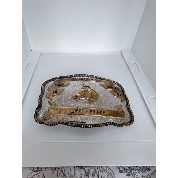 Art | 1987 Silver Rodeo Roping Trophy Belt Buckle Lorri Prince | Poshmark